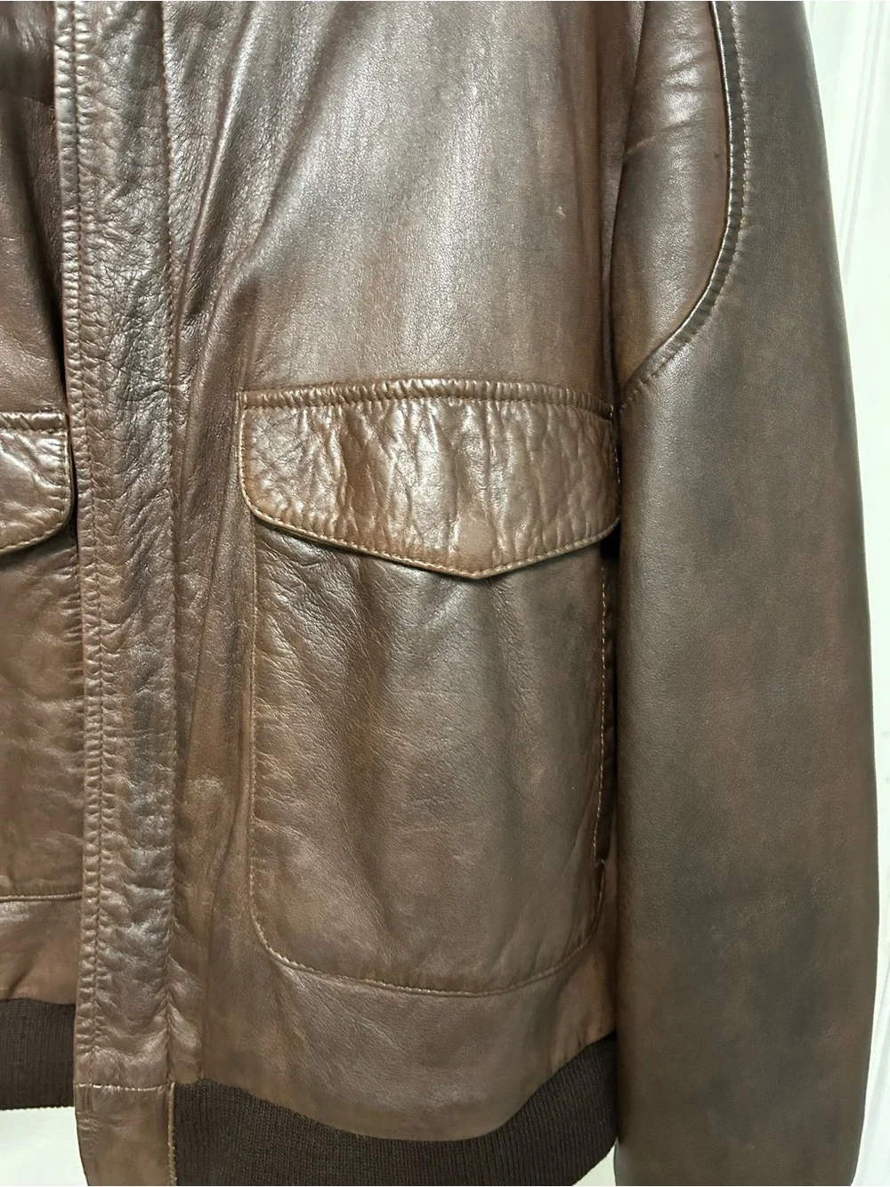 Jos. A. Bank Men's Brown Leather Bomber Jacket XXL
